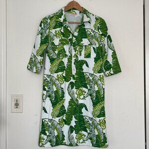 NWOT Persifor Winpenny Tobago Fern Green 3/4 Sleeve Jersey Dress Women's S